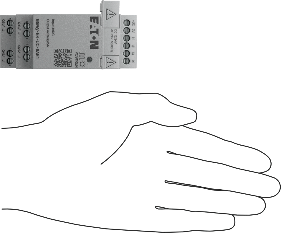 Eaton Easy E4 Serisi Kompakt PLC, Dijital Modül, 4 Röle, 12VDC, 24VAC/DC, Vida
