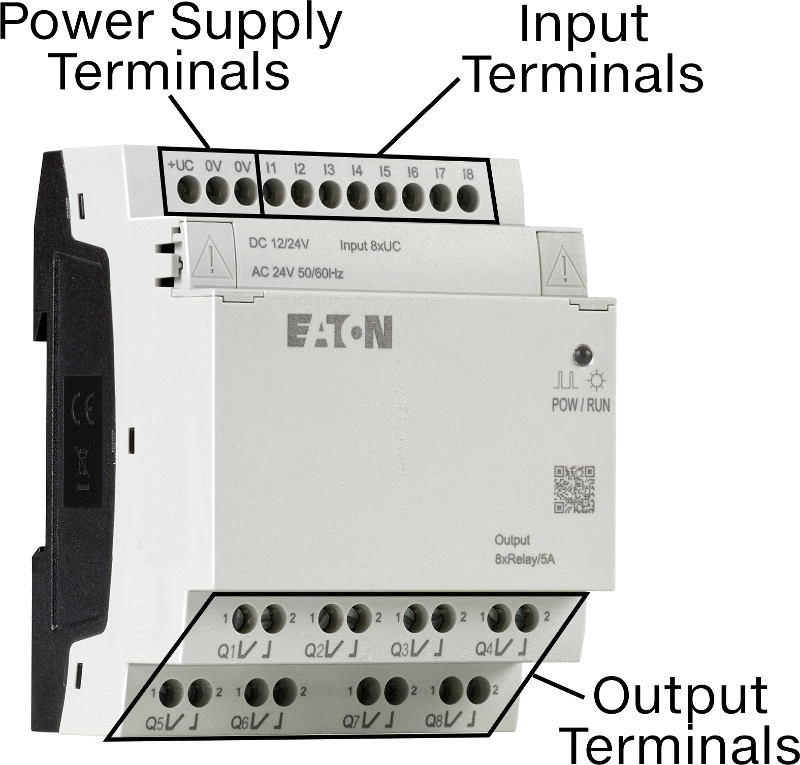 Eaton Easy E4 Serisi Kompakt PLC, Dijital Modül, 8 Röle, 12VDC, 24VAC/DC, Vida