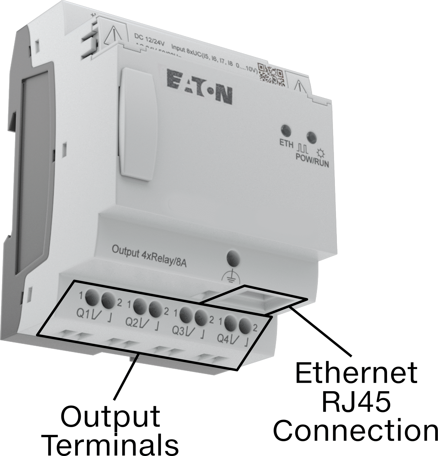 Eaton Easy E4 Serisi Kompakt PLC, 4 Röle Çıkışı, 12V DC, 24V AC/V DC, Yaylı Kelepçe