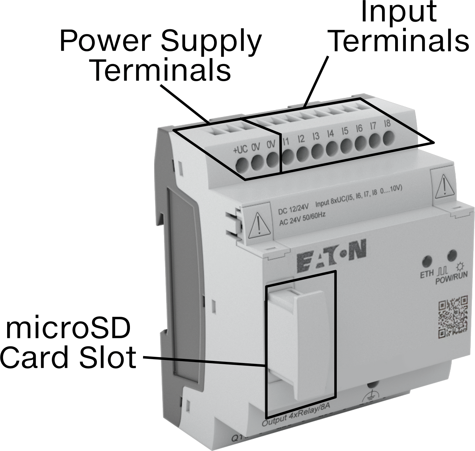 Eaton Easy E4 Serisi Kompakt PLC, 4 Röle Çıkışı, 12V DC, 24V AC/V DC, Yaylı Kelepçe
