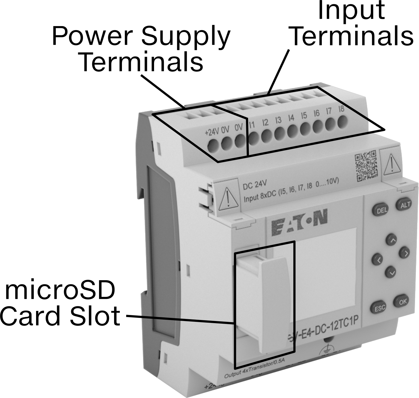 Eaton Easy E4 Serisi Kompakt PLC, Ekranlı, 4 Transistör Çıkışı, 24V DC, Yaylı Kelepçe