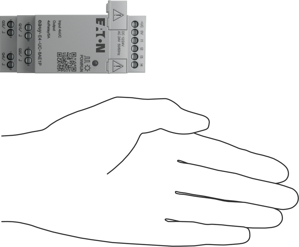 Eaton Easy E4 Serisi Kompakt PLC, Dijital Modül, 4 Röle, 12VDC, 24VAC/DC, Yaylı Kelepçe