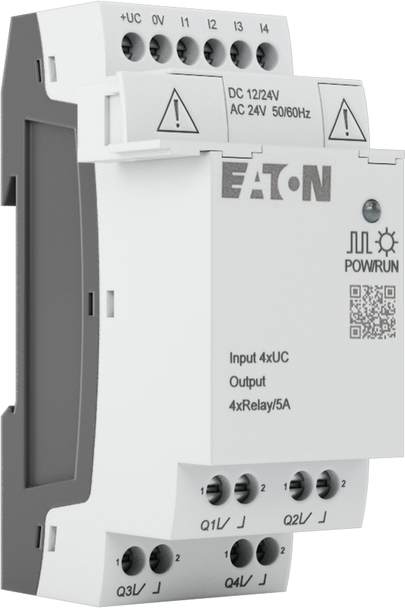 Eaton Easy E4 Serisi Kompakt PLC, Dijital Modül, 4 Röle, 100-240VAC/VDC, Yaylı Kelepçe