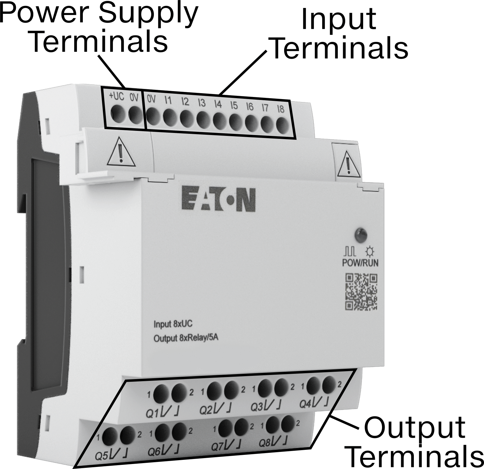 Eaton Easy E4 Serisi Kompakt PLC, Dijital Modül, 8 Röle, 100-240VAC/VDC, Yaylı Kelepçe