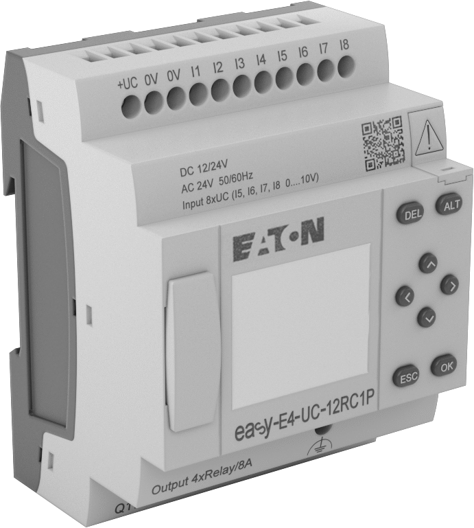 Eaton Easy E4 Serisi Kompakt PLC, Ekranlı, 4 Çıkış 12VDC, 24VAC/VDC, Vida Terminali