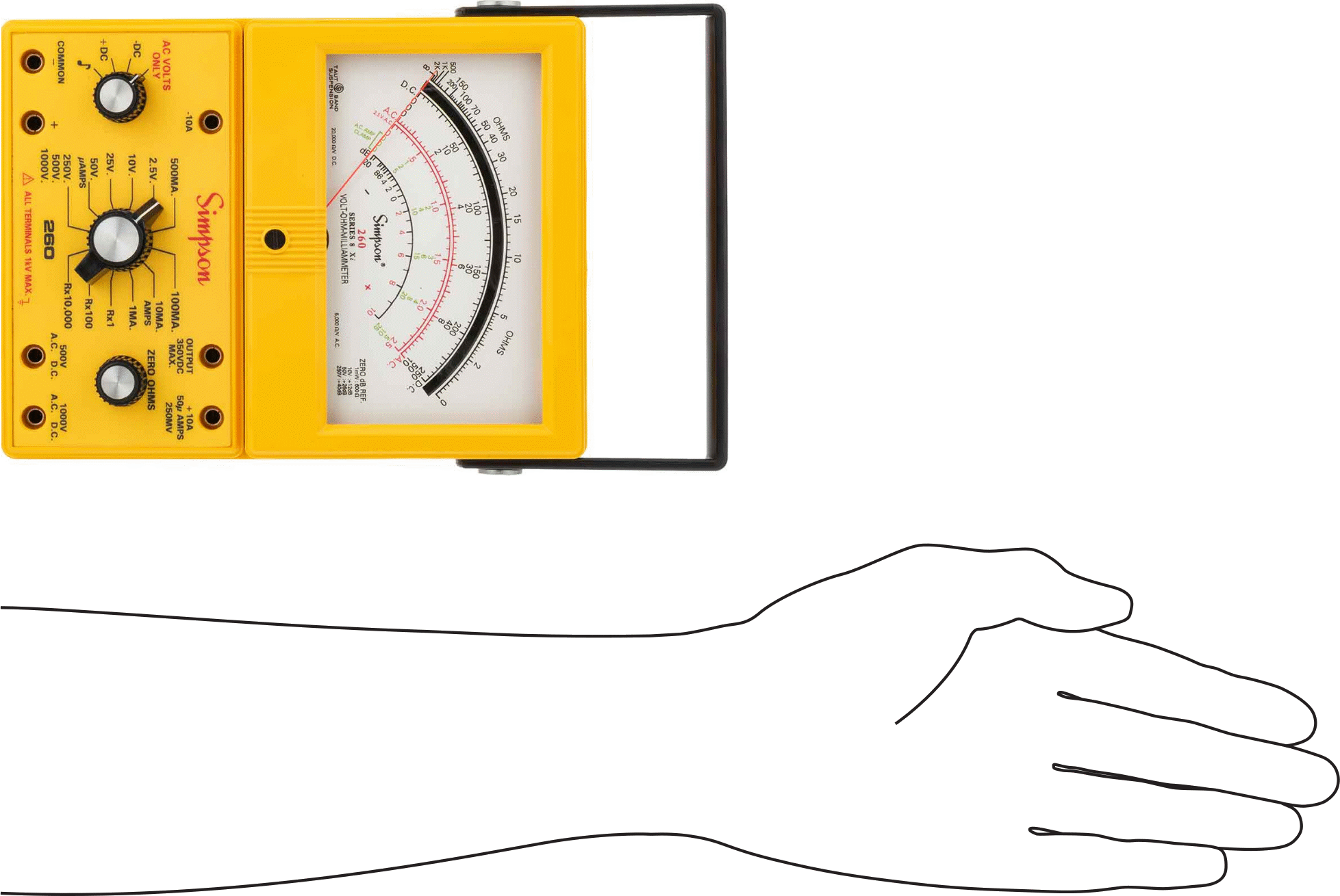 Simpson Analog Multimetre, 5.200" Diyagonal Elek ile