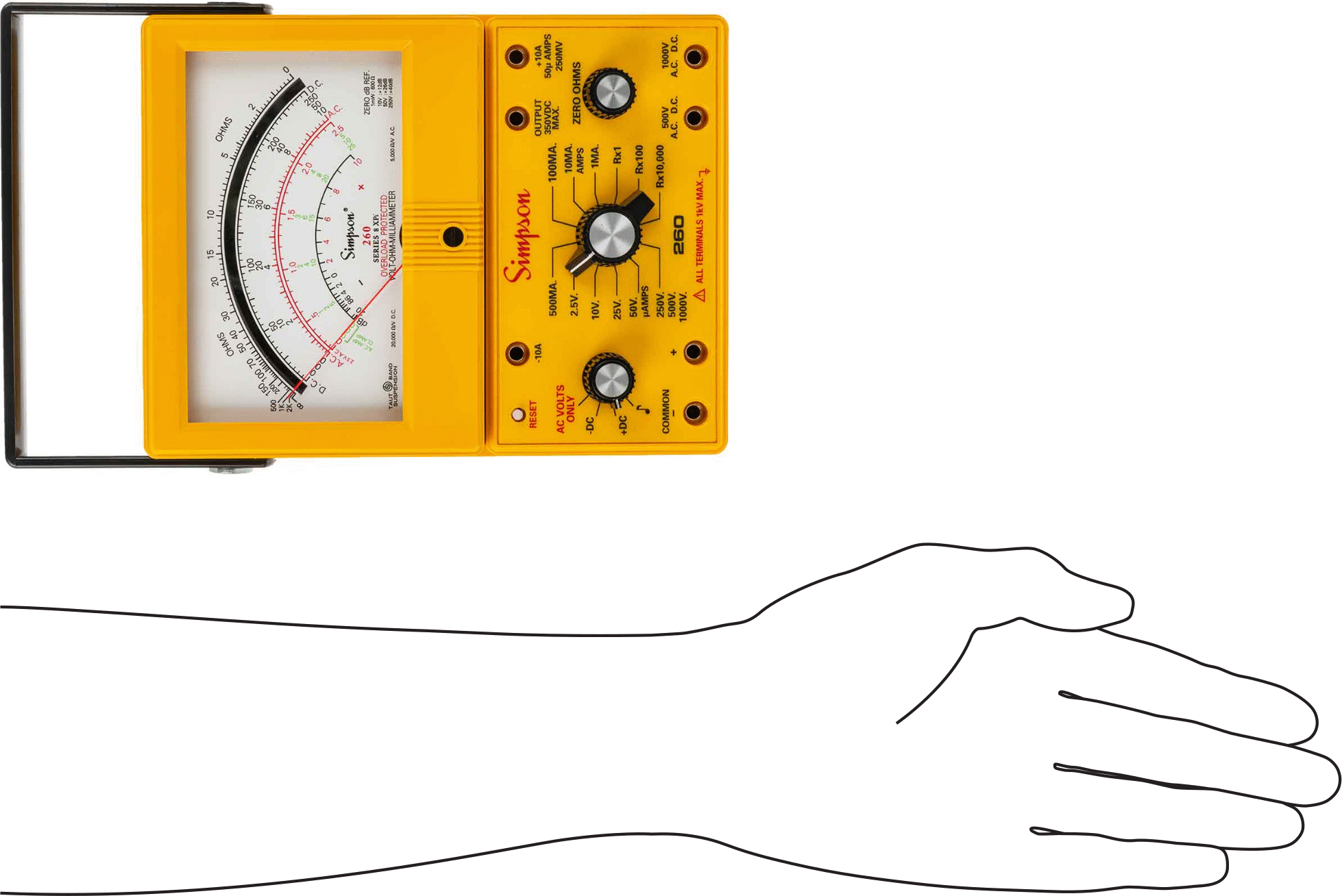 Simpson Analog Multimetre, Aşırı Yük Korumalı, 5,2" Diyagonal Ekran Boyutu