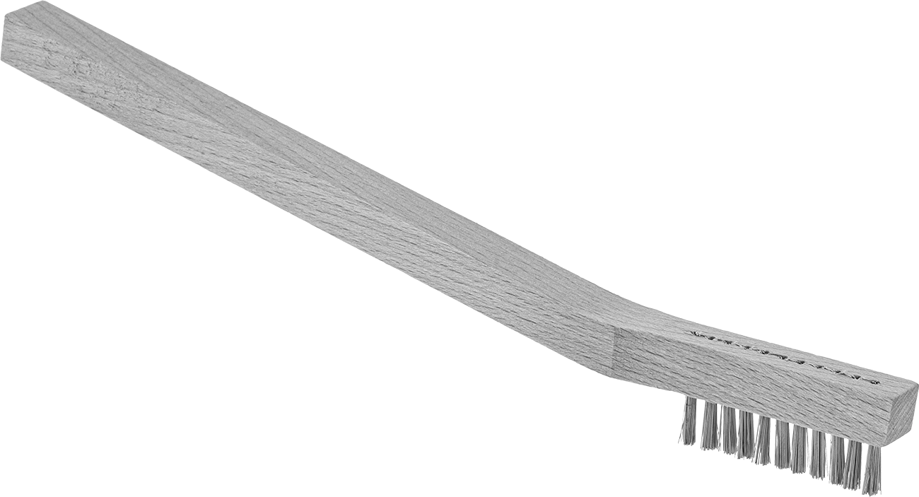 Küçük El Fırçası, Paslanmaz Çelik Kıllar, 1/8“ Genişlik x 1-1/4” Uzunluk, 7-3/4" Toplam Uzunluk