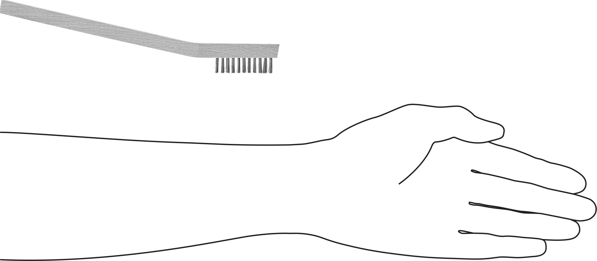 Küçük El Fırçası, Paslanmaz Çelik Kıllar, 1/8“ Genişlik x 1-1/4” Uzunluk, 7-3/4" Toplam Uzunluk