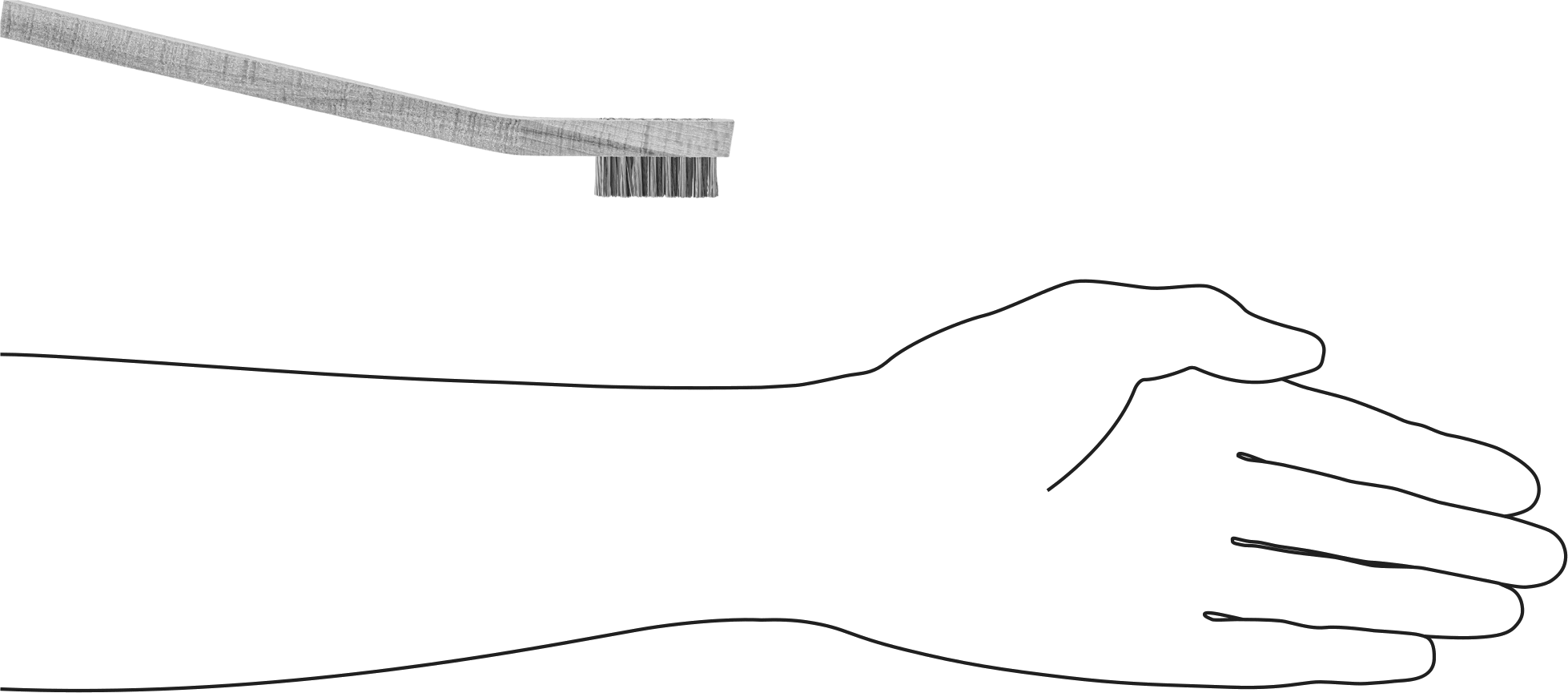 Küçük El Fırçası, Paslanmaz Çelik Kıllar, 1/4“ Genişlik x 1-1/4” Uzunluk, 7-3/4" Toplam Uzunluk