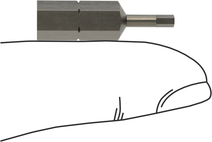 Kurcalanmaya Dayanıklı Altıgen Uç, 2 mm Boyut, 1/4" Altıgen Şaft Boyutu