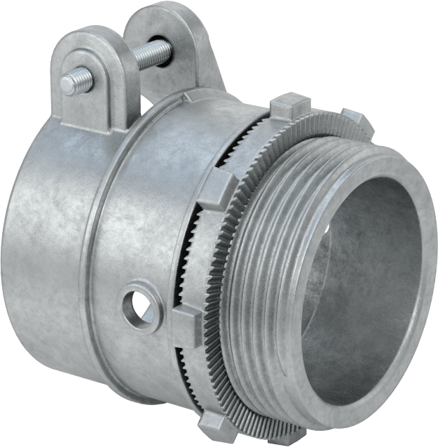 Esnek Metal Kanal için Çinko Adaptör, Düz, 1-1/2 Vidalı Kelepçeli Dişi x 1-1/2 NPSM Erkek
