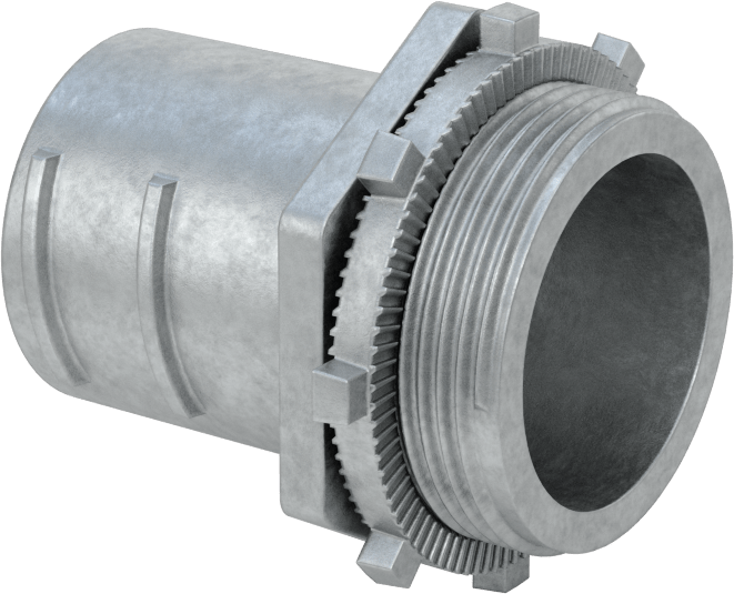 Esnek Metal Kanal için Çinko Adaptör, Düz, 1-1/2 Vidalı Erkek x 1-1/2 NPSM Erkek