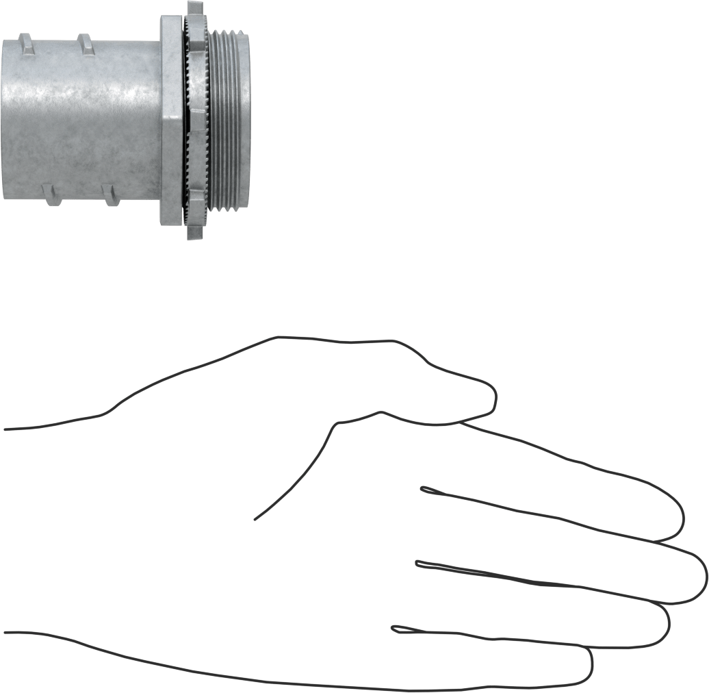 Esnek Metal Kanal için Çinko Adaptör, Düz, 1-1/2 Vidalı Erkek x 1-1/2 NPSM Erkek