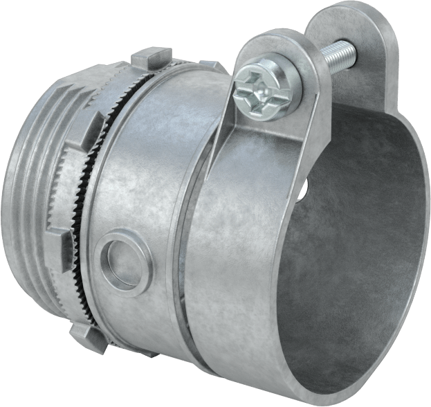 Esnek Metal Kanal için Çinko Adaptör, Düz, 1-1/4 Vidalı Kelepçe Dişi x 1-1/4 NPSM Erkek