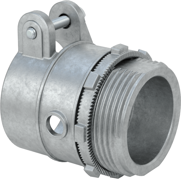 Esnek Metal Kanal için Çinko Adaptör, Düz, 1-1/4 Vidalı Kelepçe Dişi x 1-1/4 NPSM Erkek