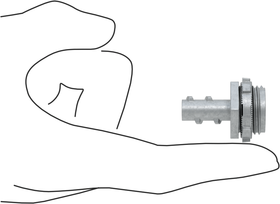 Esnek Metal Kanal için Çinko Adaptör, Düz, 3/8 Vidalı Erkek x 1/2 NPSM Erkek