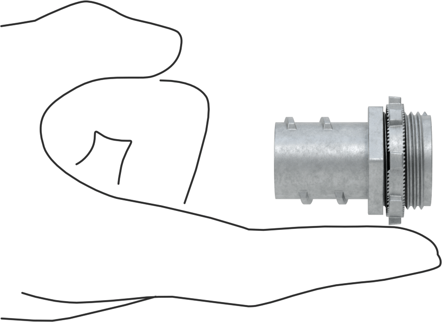 Esnek Metal Kanal için Çinko Adaptör, Düz, 3/4 Vidalı Erkek x 3/4 NPSM Erkek