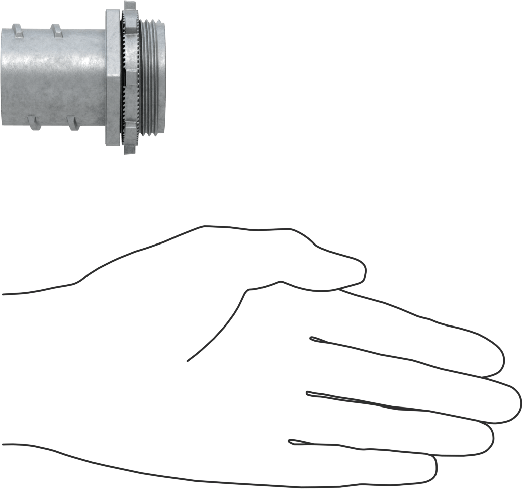 Esnek Metal Kanal için Çinko Adaptör, Düz, 1-1/4 Vidalı Erkek x 1-1/4 NPSM Erkek