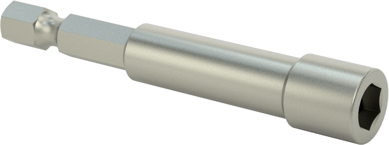Bağlantı Elemanı Tutucu Somun Anahtarı Ucu, Elektrikli Aletler için, Manyetik, 1/4" Altıgen Boyutu, 2-5/8" Uzunluk
