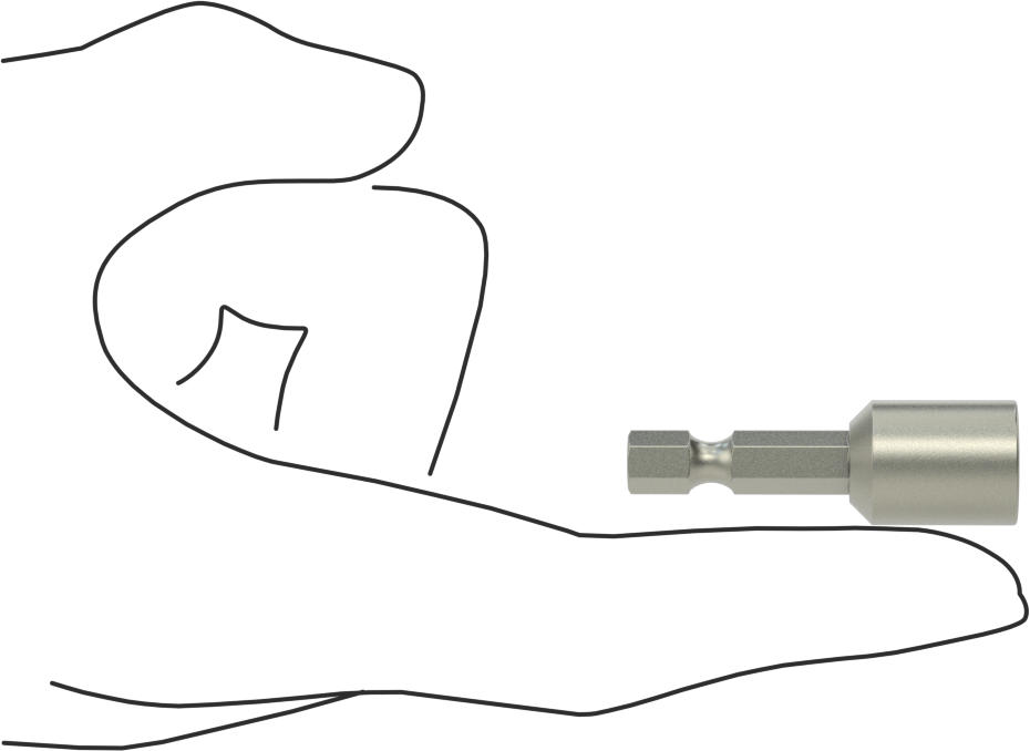 Bağlantı Elemanı Tutucu Somun Anahtarı Ucu, Elektrikli Aletler için, Manyetik, 3/8" Altıgen Boyutu, 1-3/4" Uzunluk