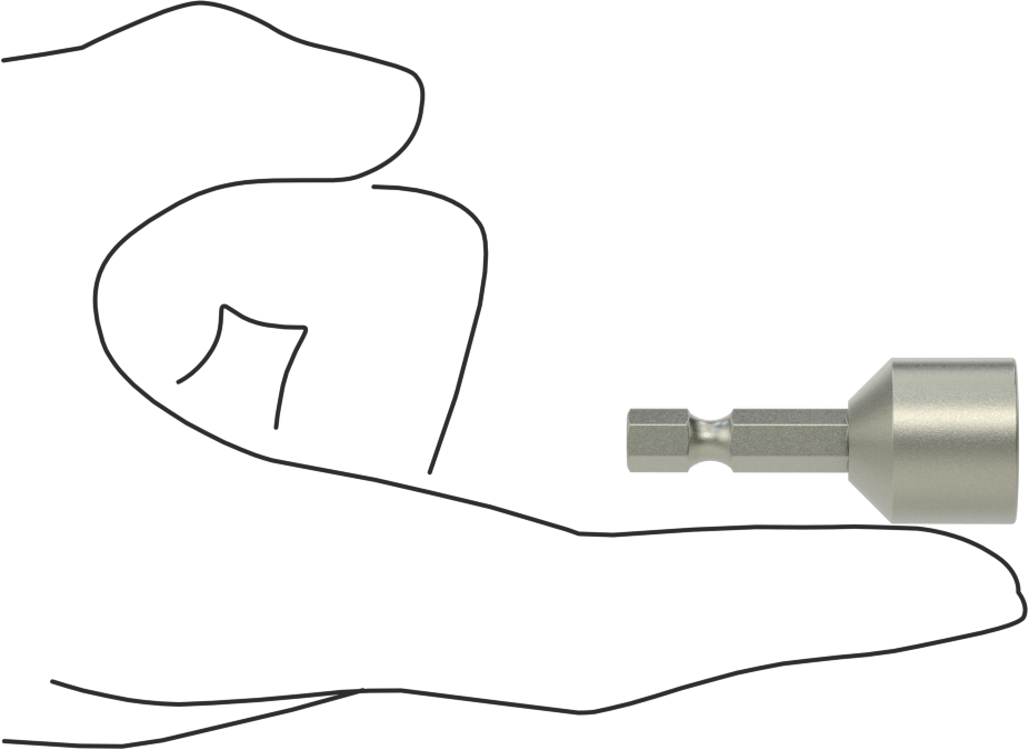 Bağlantı Elemanı Tutucu Somun Anahtarı Ucu, Elektrikli Aletler için, Manyetik, 1/2" Altıgen Boyutu, 1-3/4" Uzunluk