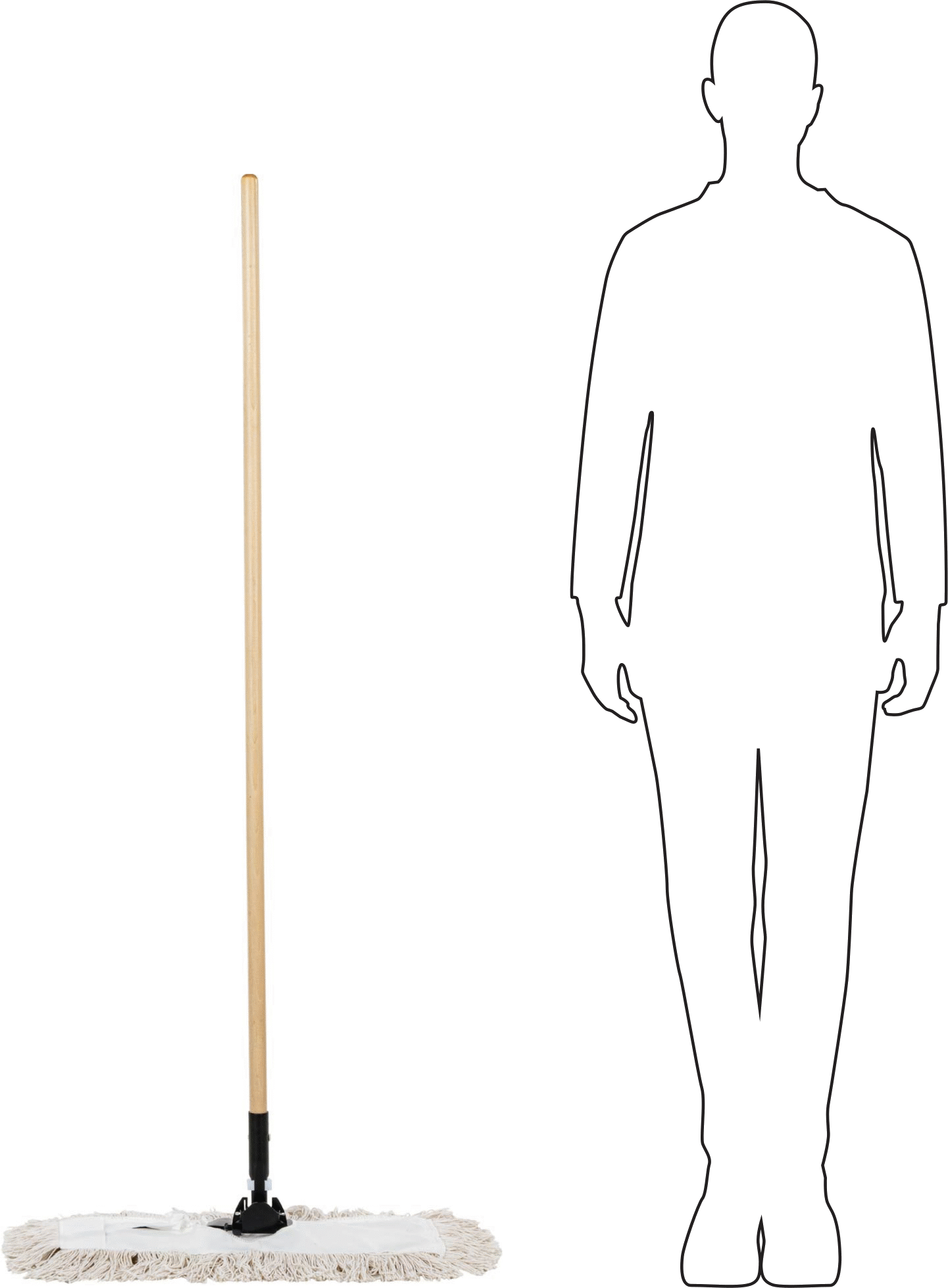 Pamuklu Toz Mopu, 18“ Genişlik x 5” Derinlik Çerçeve, 24 inç Genişlik x 11 inç Derinlik Başlık, 54" Uzun Tutamak