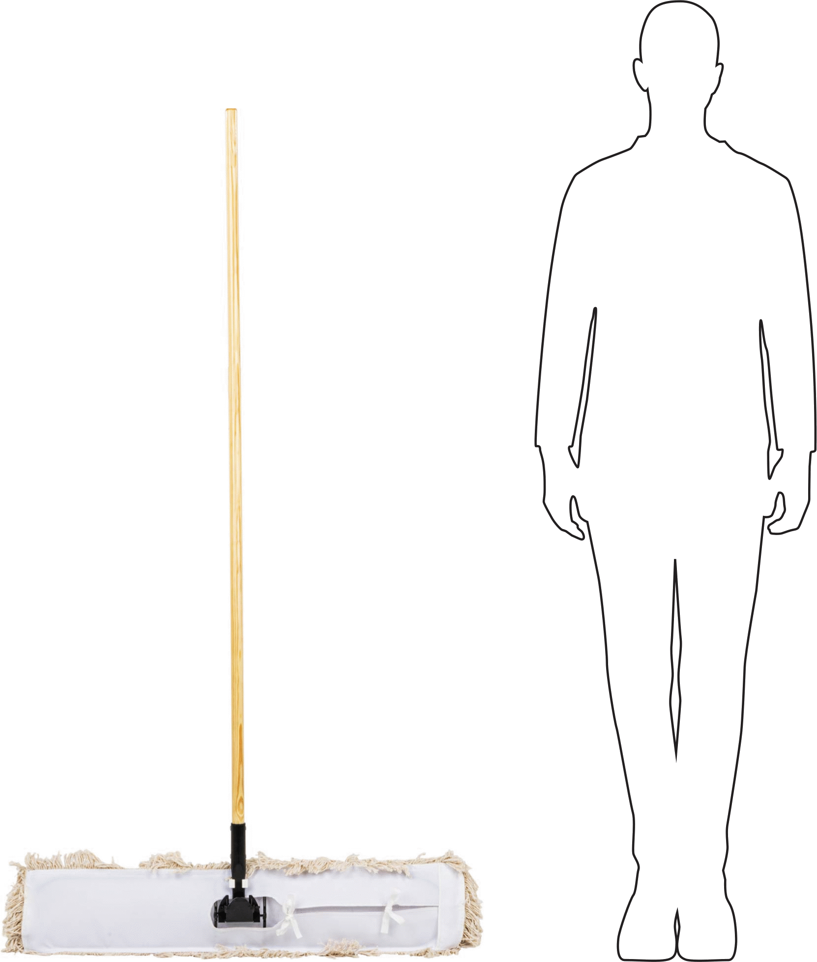 Pamuklu Toz Mopu, 30“ Genişlik x 5” Derinlik Çerçeve, 36 inç Genişlik x 11 inç Derinlik Kafa, 54" Uzun Tutamak