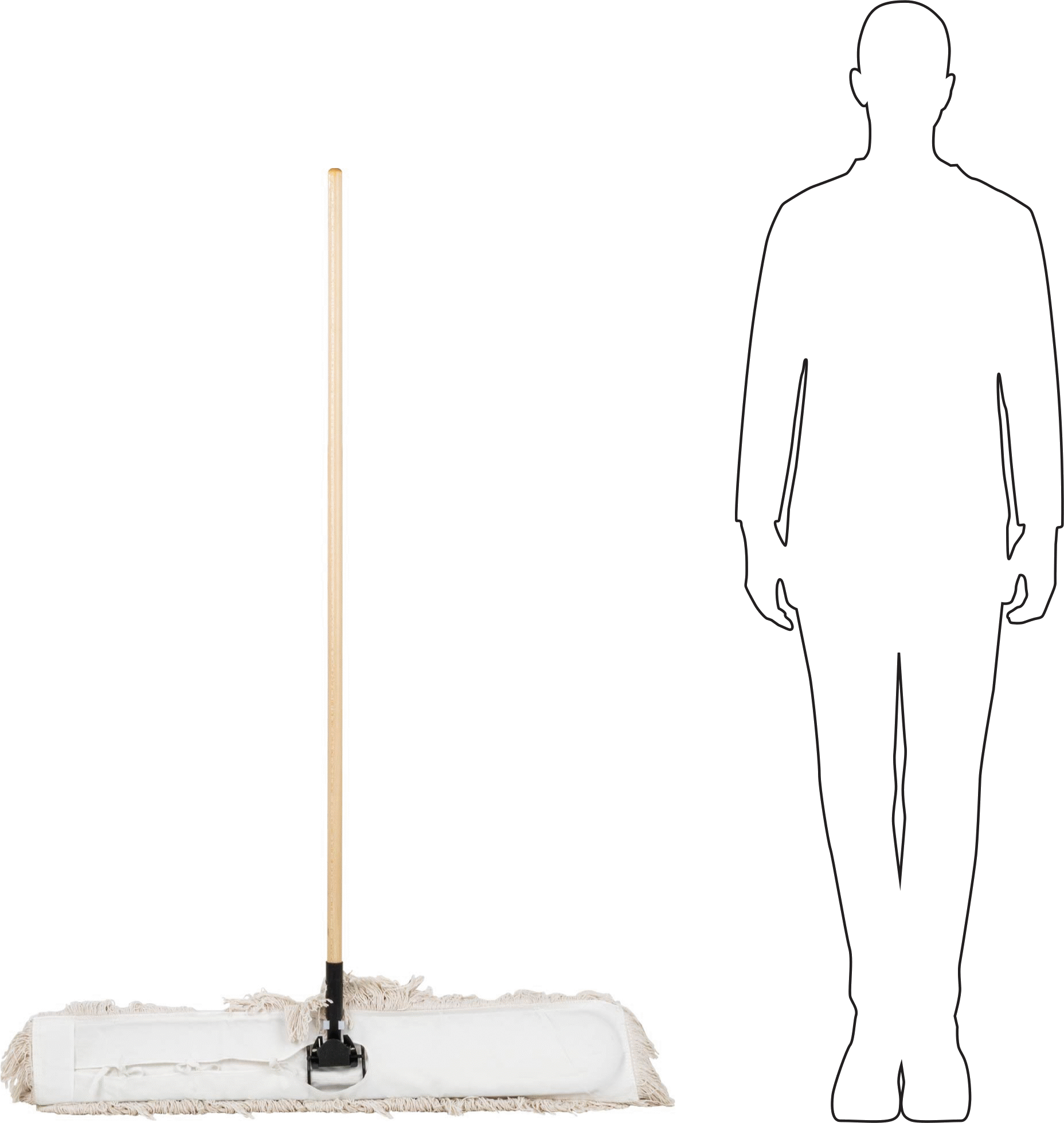 Pamuklu Toz Mopu, 36“ Genişlik x 5” Derinlik Çerçeve, 42“ Genişlik x 11” Derinlik Başlık, 54" Uzun Tutamak