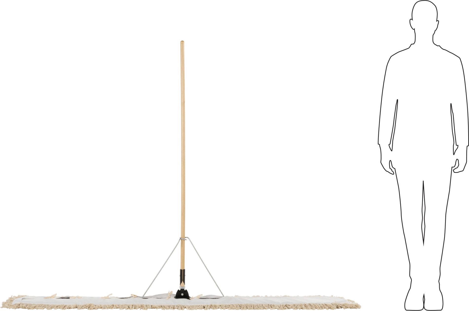 Pamuklu Toz Mopu, 72“ Genişlik x 5” Derinlik Çerçeve, 78 inç Genişlik x 11 inç Derinlik Başlık, 54" Uzun Tutamak