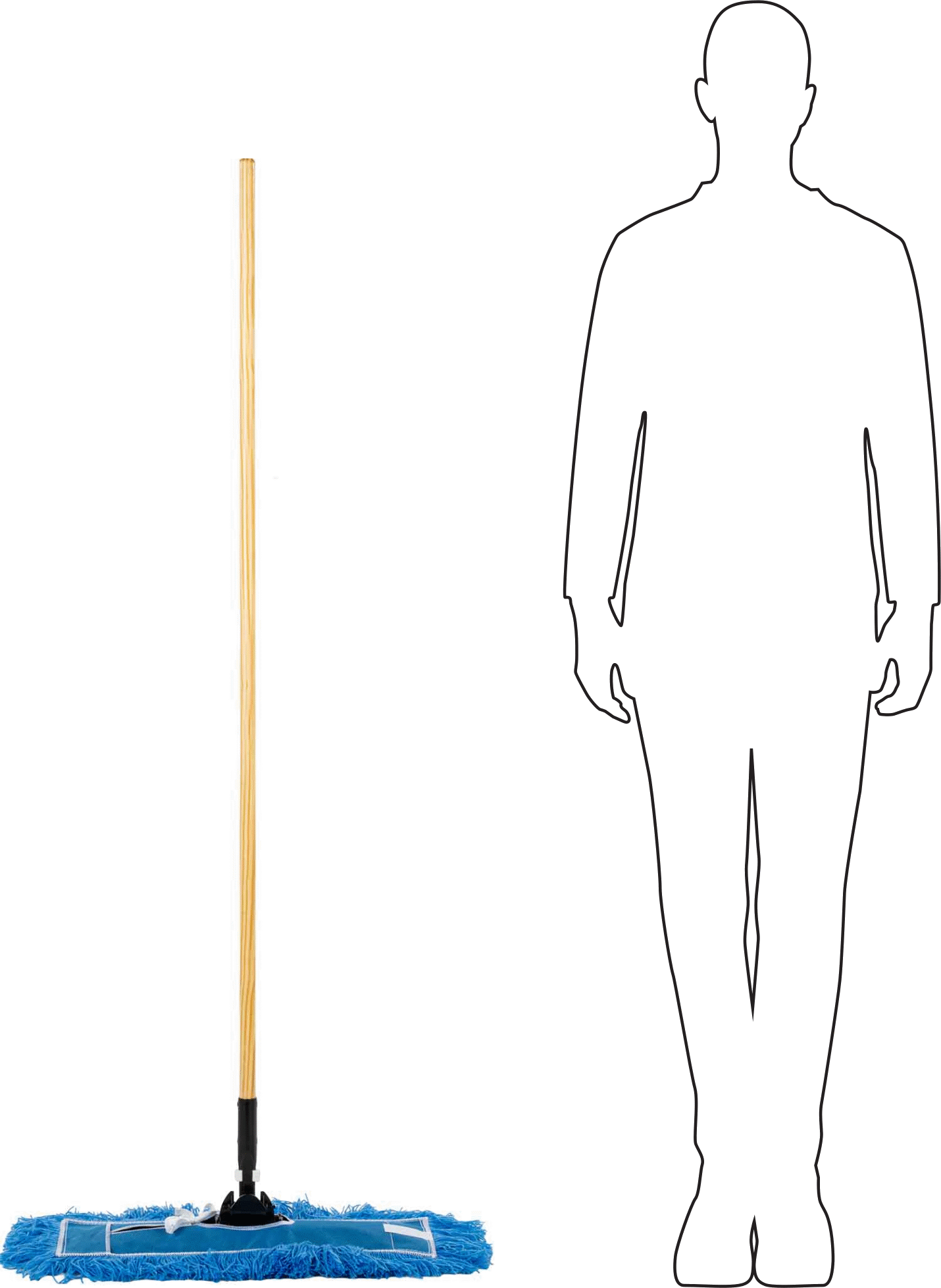 Naylon Toz Mopu, 18“ Genişlik x 5” Derinlik Çerçeve, 23-1/2" Genişlik Paspas Başlığı, 54" Uzun Tutamak