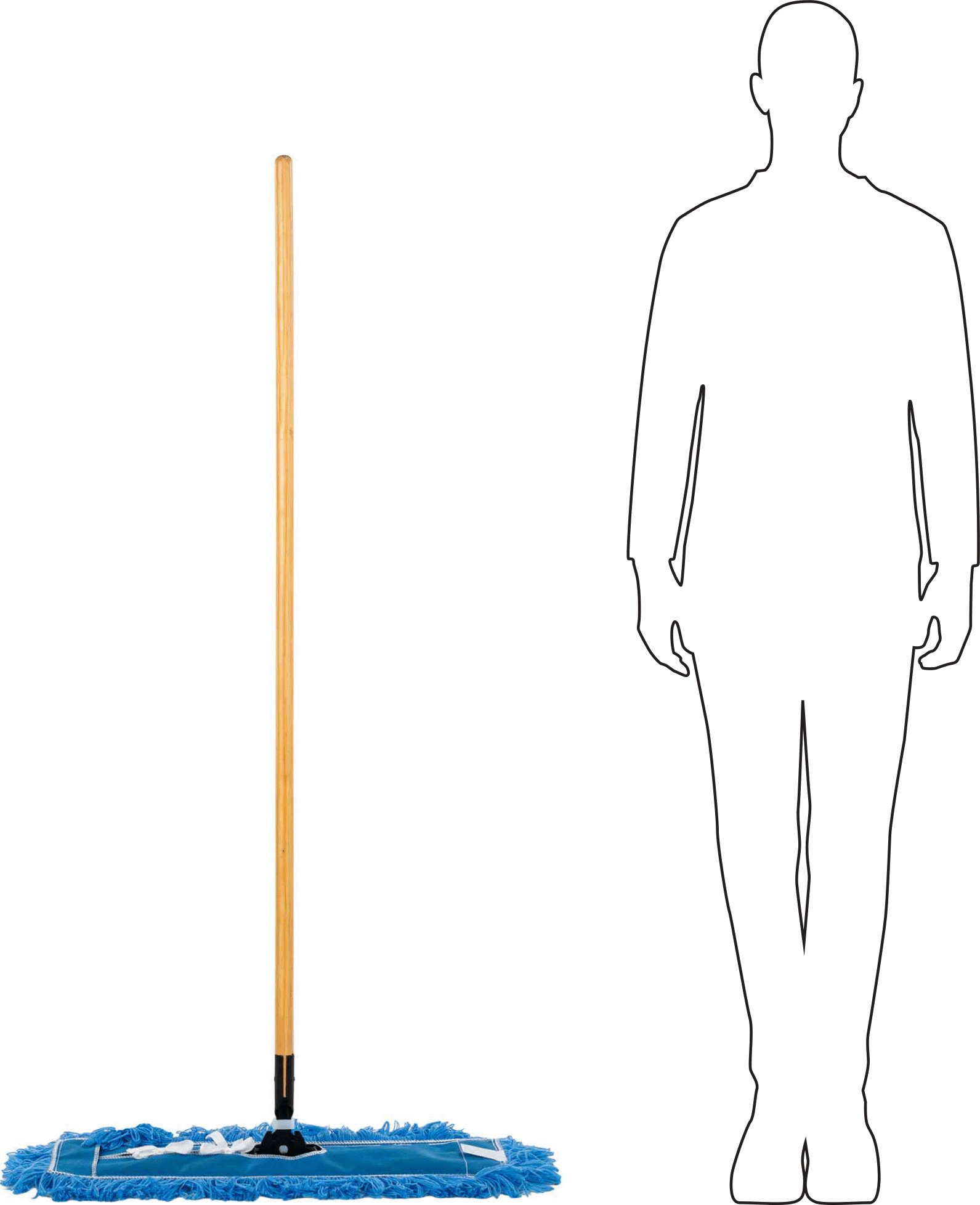 Naylon Toz Mopu, 24 inç Genişlik x 5 inç Derinlik Çerçeve, 29-1/2" Genişlikte Paspas Başlığı, 54" Uzun Tutamak