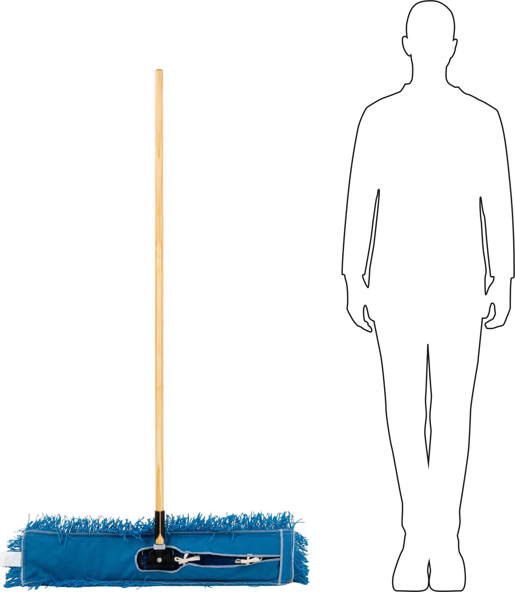 Naylon Toz Mopu, 30“ Genişlik x 5” Derinlik Çerçeve, 35-1/2" Genişlikte Paspas Başlığı, 54" Uzun Tutamak