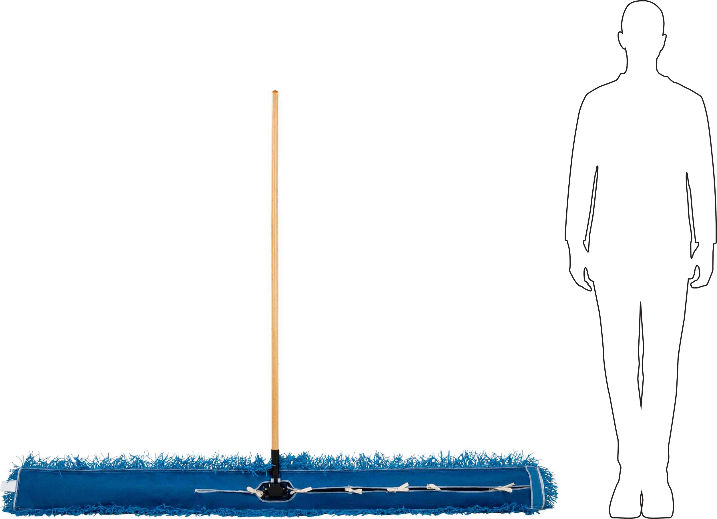 Naylon Toz Mopu, 72“ Genişlik x 5” Derinlik Çerçeve, 77-1/2" Genişlik Paspas Başlığı, 54" Uzun Tutamak