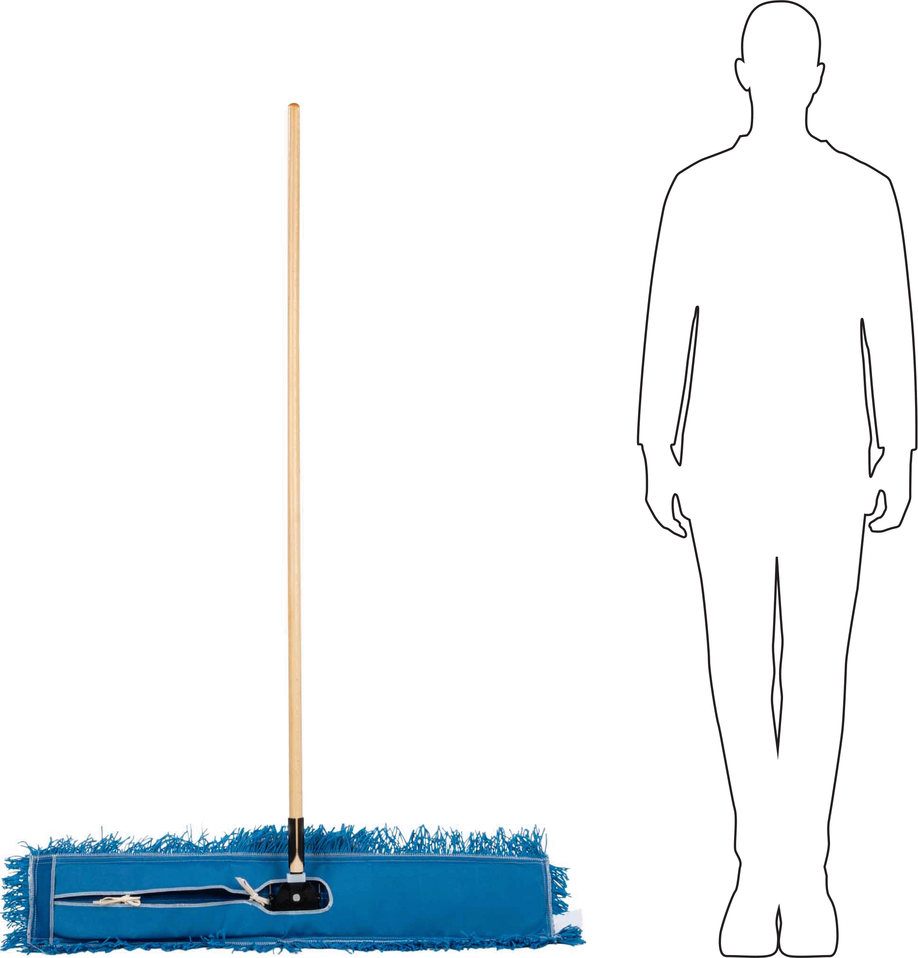 Naylon Toz Mopu, 36“ Genişlik x 5” Derinlik Çerçeve, 41-1/2" Genişlikte Paspas Başlığı, 54" Uzun Tutamak