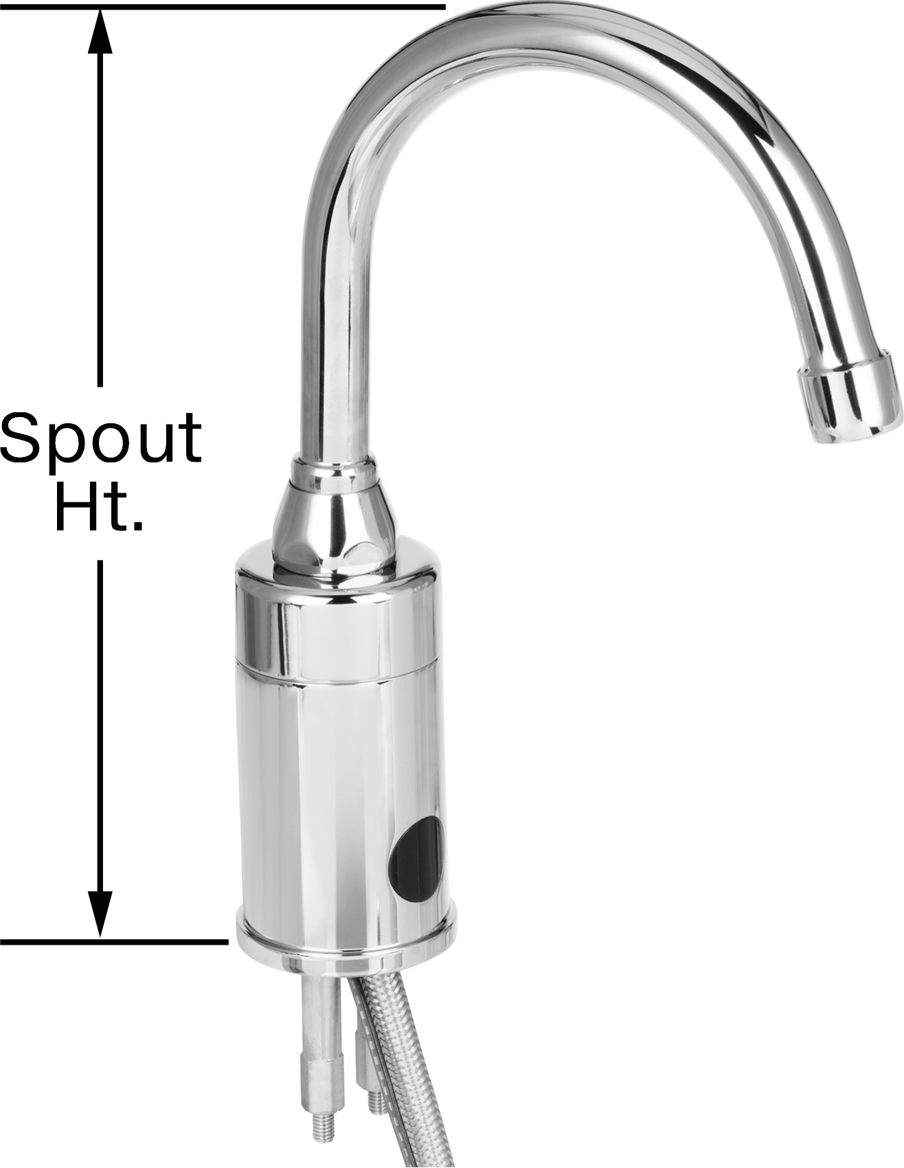 Dokunmasız Lavabo Bataryası, Akülü, Alt Giriş, 1.5 gpm, 5-5/8" Uzunlukta Ağızlık
