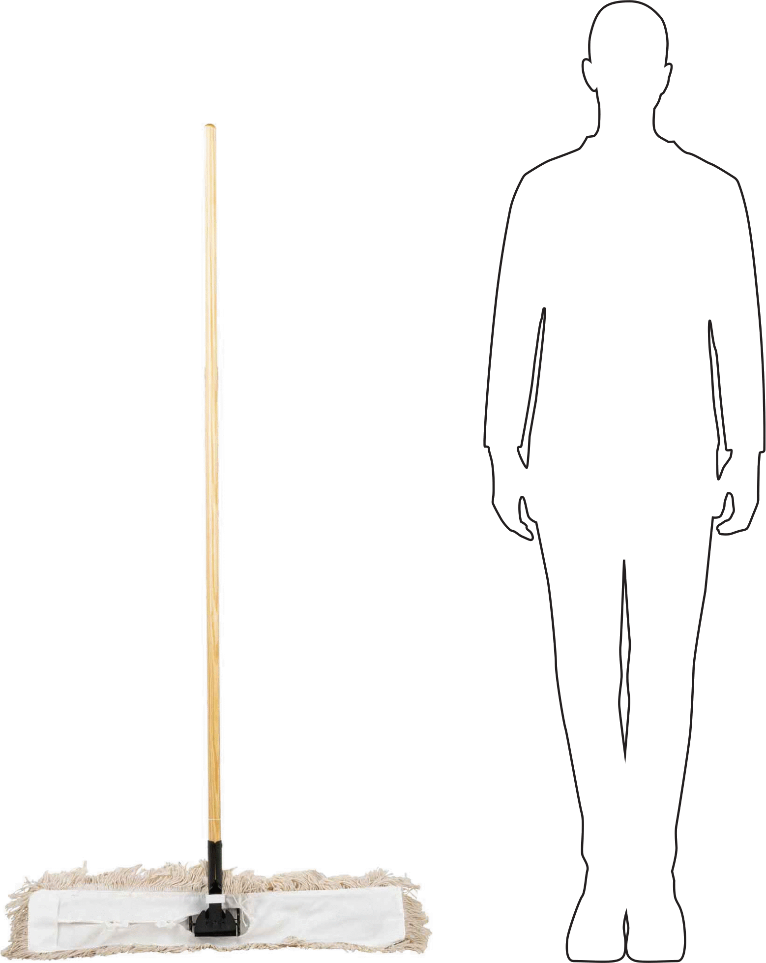 Pamuklu Toz Mopu, 3-1/4“ Derinlik x 24” Genişlik Çerçeve, 29" Genişlikte Paspas Başlığı, 54" Uzun Tutamak