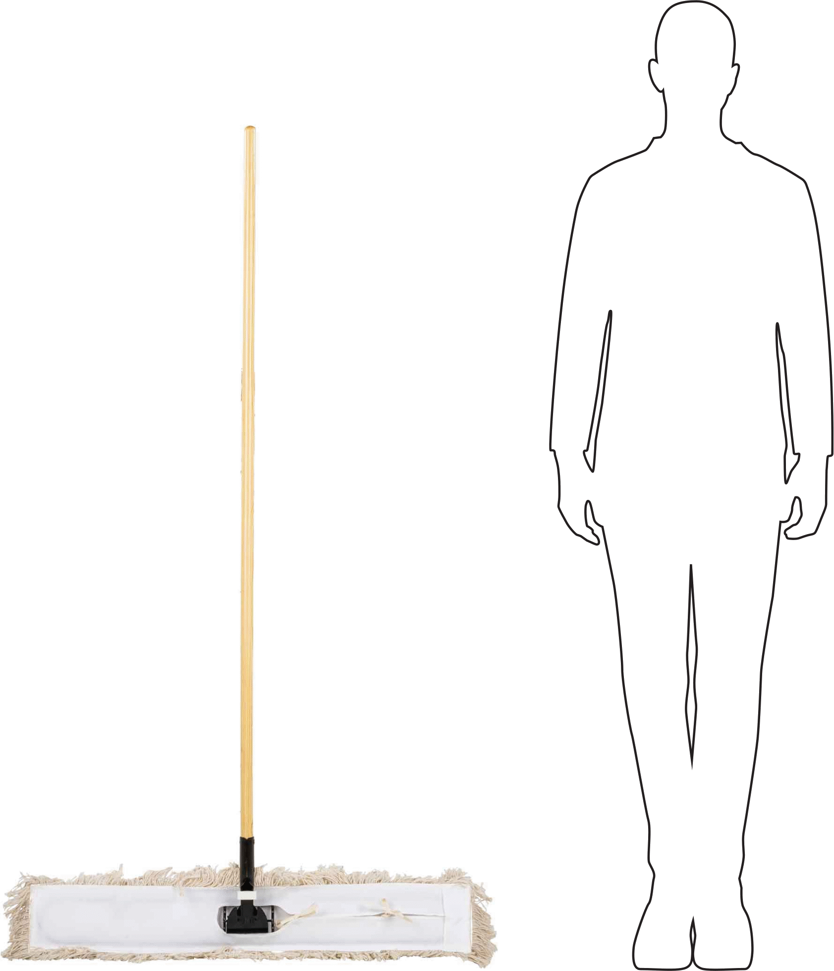 Pamuklu Toz Mopu, 3-1/4“ Derinlik x 30” Genişlik Çerçeve, 35 inç Genişlik Paspas Başlığı, 54" Uzun Tutamak
