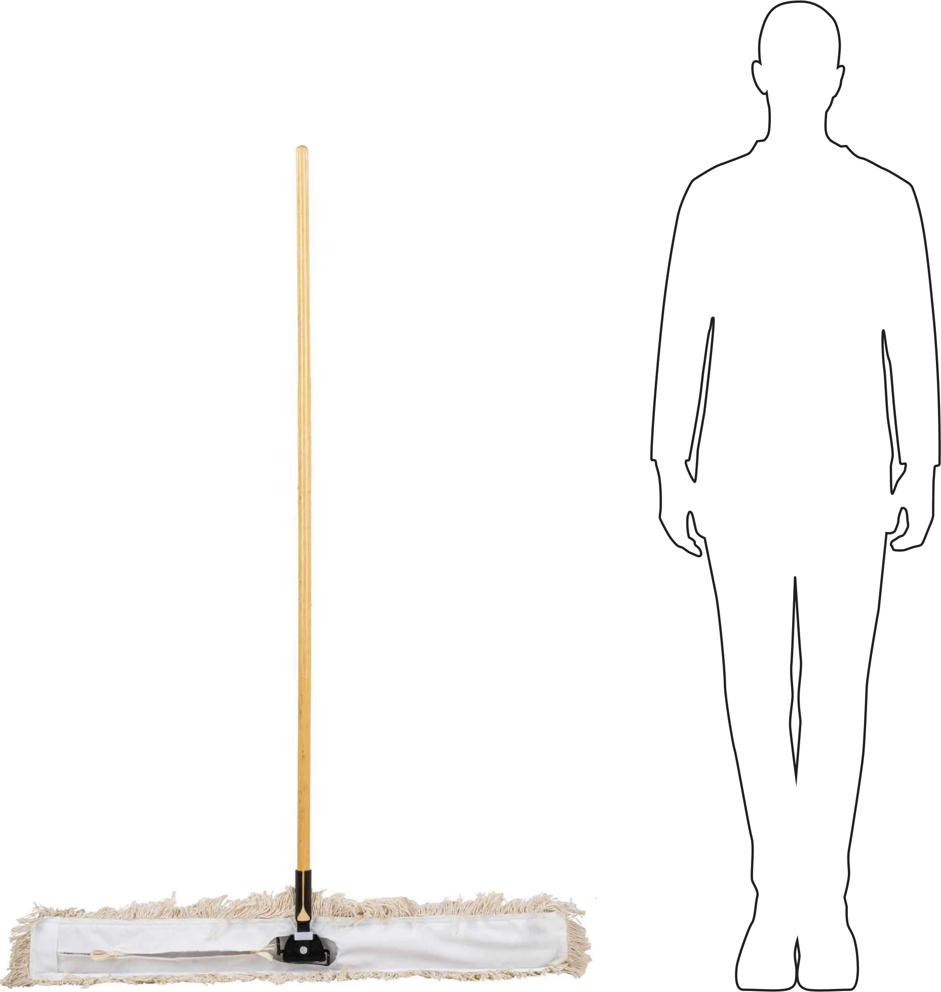 Pamuklu Toz Mopu, 3-1/4“ Derinlik x 36” Genişlik Çerçeve, 41 inç Genişlikte Paspas Başlığı, 54" Uzun Tutamak
