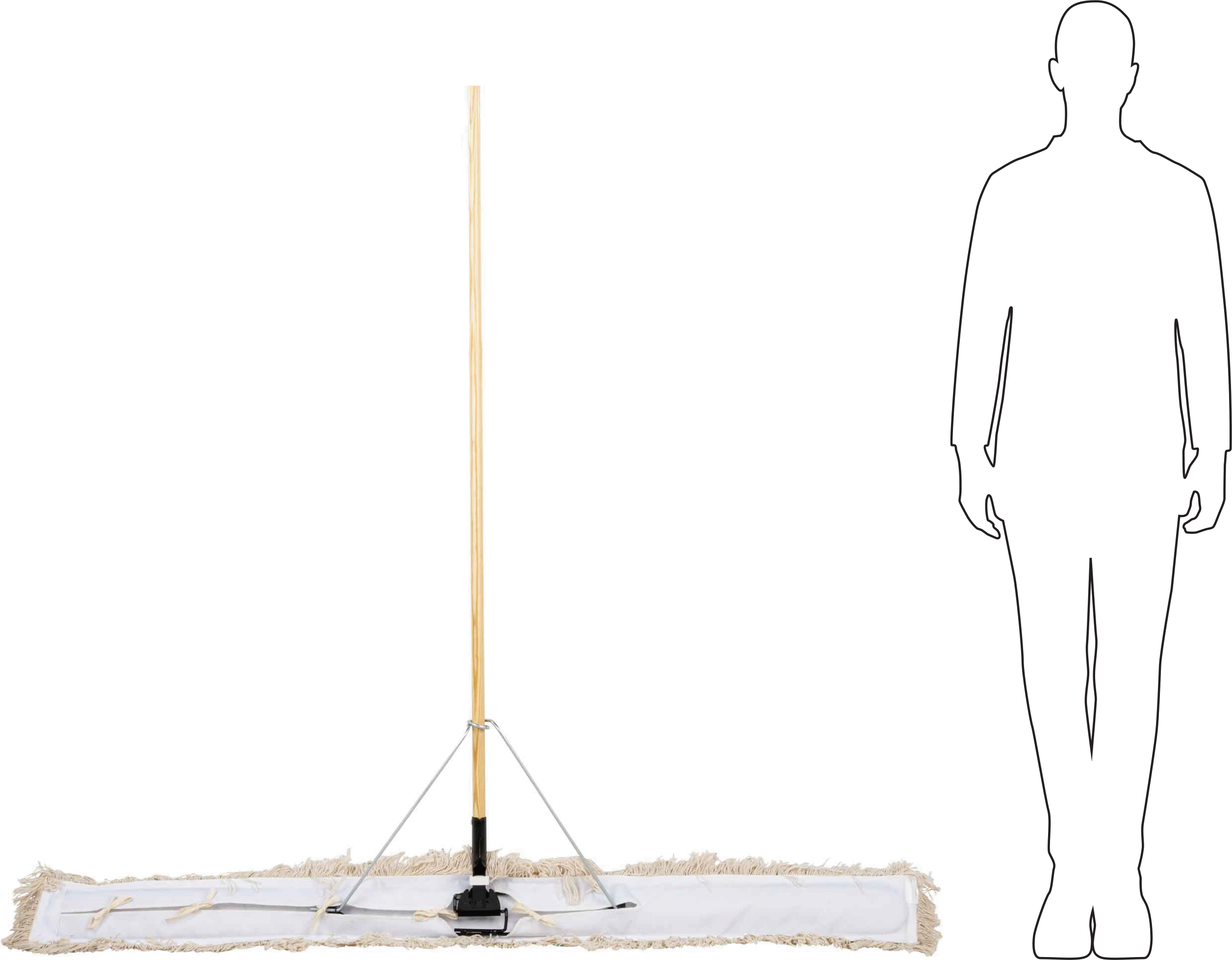 Pamuklu Toz Mopu, 3-1/4“ Derinlik x 60” Genişlik Çerçeve, 65" Genişlikte Paspas Başlığı, 54" Uzun Tutamak