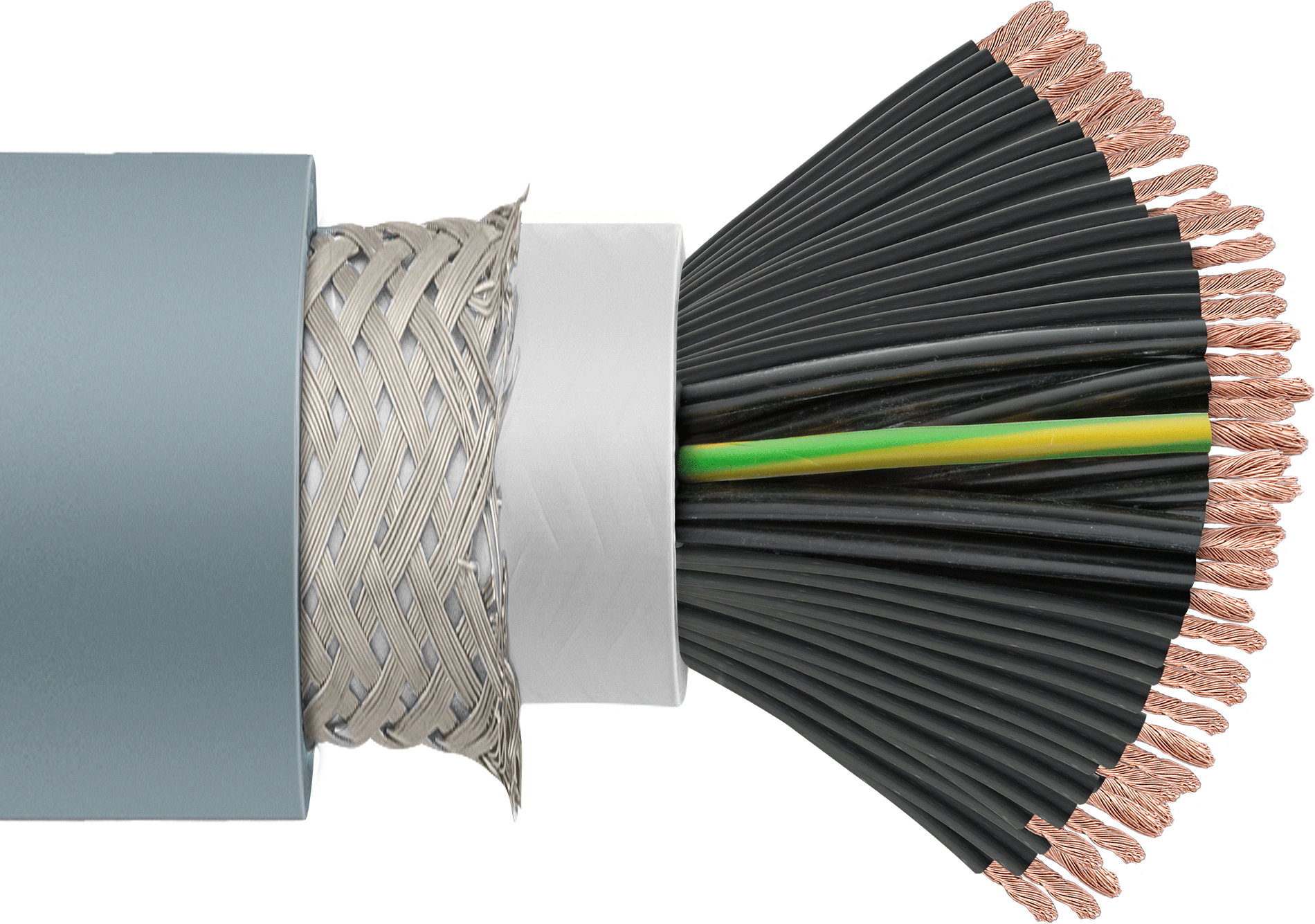 Yağa Dayanıklı Sürekli Esnek Kablo, 1000V AC, Ekranlı, Kırk İki Adet 16 AWG Tel