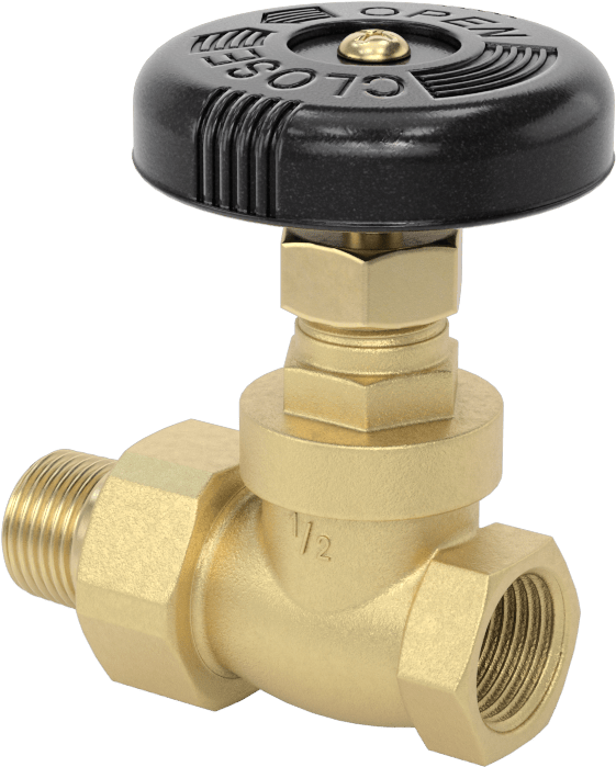 Kolay Kurulumlu Kademeli Açma/Kapama Vanası, Bronz, 1/2 NPT Dişi x 1/2 NPT Erkek