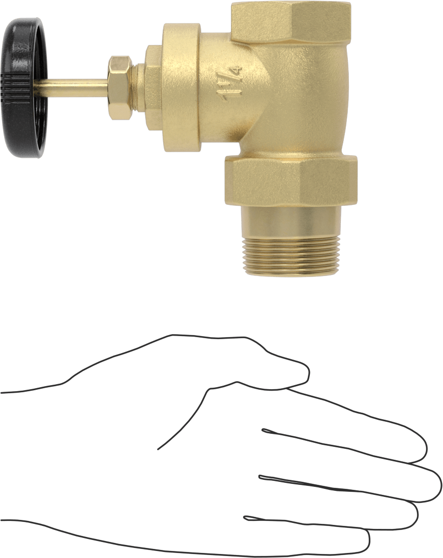 Kolay Kurulumlu Kademeli Açma/Kapama Vanası, Bronz, 1-1/4 NPT Dişi x 1-1/4 NPT Erkek
