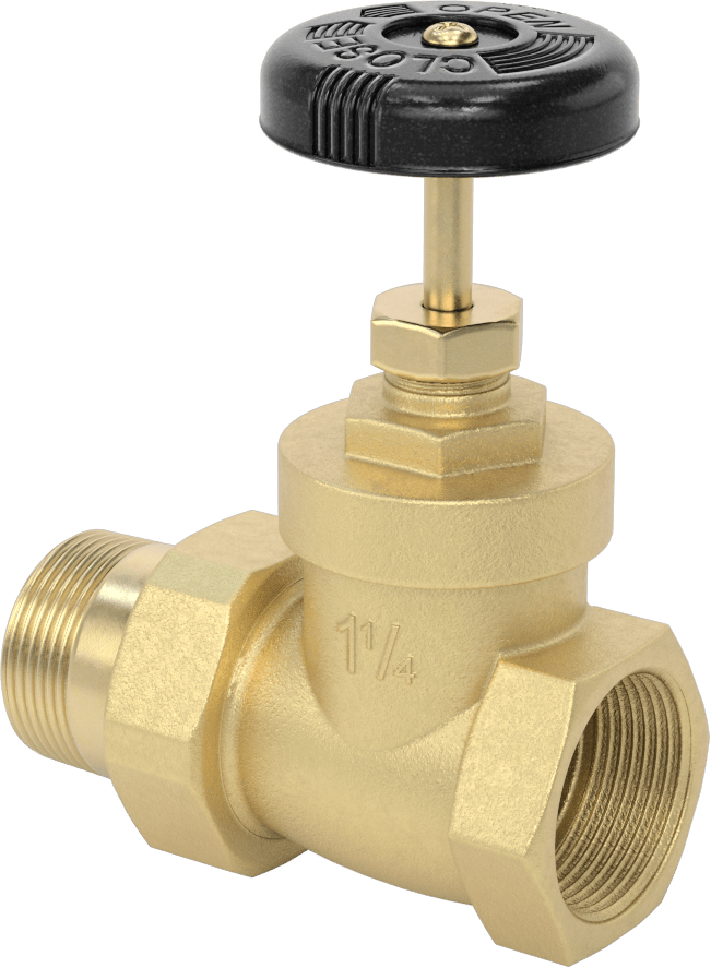 Kolay Kurulumlu Kademeli Açma/Kapama Vanası, Bronz, 1-1/4 NPT Dişi x 1-1/4 NPT Erkek