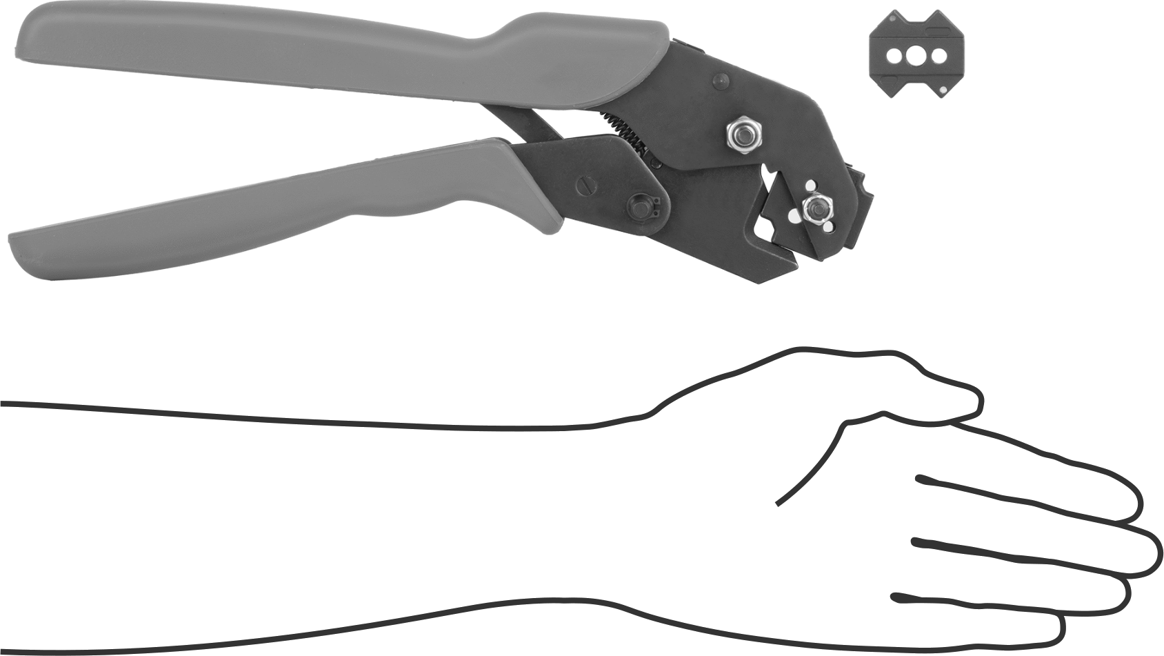 Sıkıştırma Pabucu ve Ekleme Cırcırlı Sıkma Aleti, 8-1/0 AWG Bakır Konektör için, 10-1/2" Uzunluk