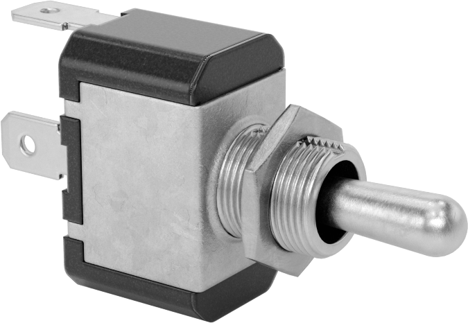 Toggle Anahtarı, 2 Konum, Yuvarlak, Bakımlı, 2 Terminal, SPST-NO, 15A