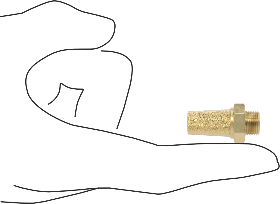 Susturucu, 1/8 BSPP Erkek, 100 PSI Akış Hızında 71 scfm