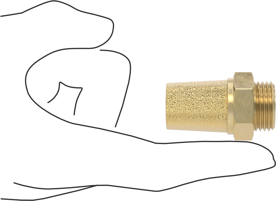 Susturucu, 1/2 BSPP Erkek, 1-13/16" Yükseklik, 244 scfm @ 100 PSI