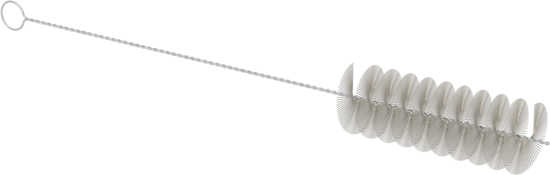 Döngü Saplı Tüp Fırça, Paslanmaz Çelik Kıllı, 1-1/16" Çap, 10" Toplam Uzunluk, Çelik Mil