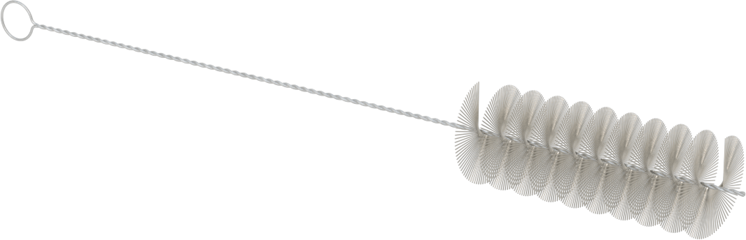 Döngü Saplı Tüp Fırça, Paslanmaz Çelik Kıllı, 1-1/8" Çap, 10" Toplam Uzunluk, Çelik Mil